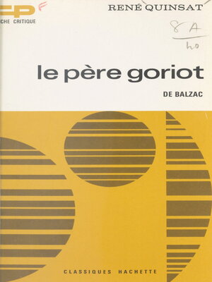 cover image of Le père Goriot, de Balzac